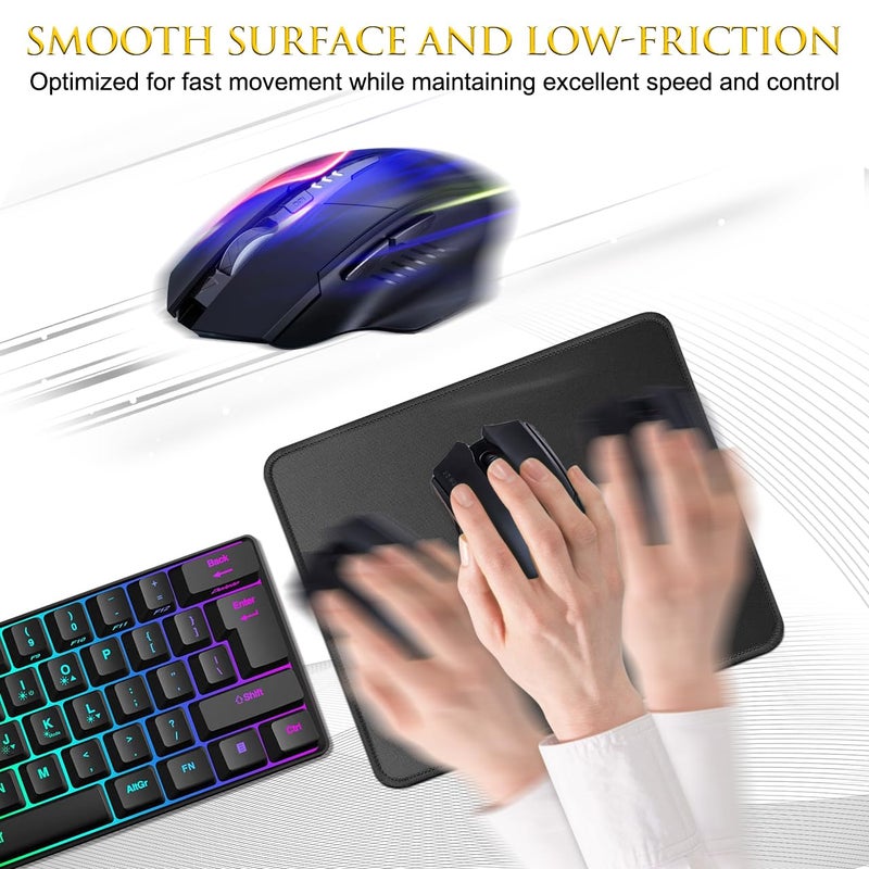 JIKIOU 3 Pack Mouse Pad with Stitched Edge, Comfortable Mouse Pads with Non-Slip Rubber Base, Washable Mousepads Bulk with Comfortable Cloth, Mouse Pads for Computers Laptop Mouse 10.2x8.3inch Black - Image 4